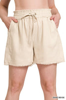 Linen Frayed Hem Shorts