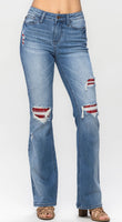 
              Judy Blue Boot Cut with Plaid Patches
            