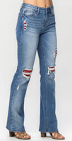 
              Judy Blue Boot Cut with Plaid Patches
            