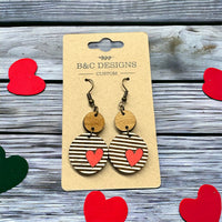 Hearts & Stripes Round Earrings