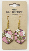 Spring Pink, Gold & Glitter Earrings