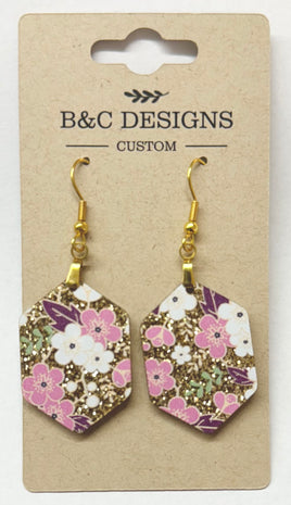 Spring Pink, Gold & Glitter Earrings