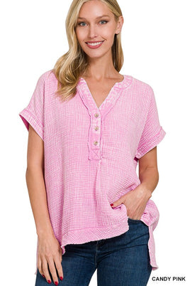 Double Gauze Henley Shirt
