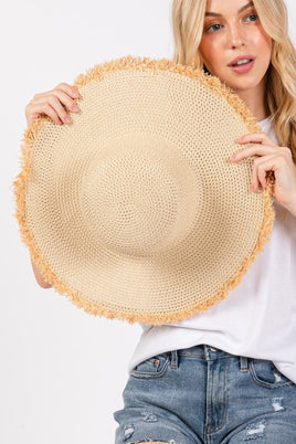 Frayed Edge Floppy Straw Hat