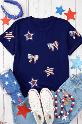 Sequin Bow Star Crewneck