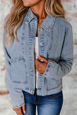 Scallop Trim Denim Jacket