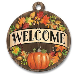 Welcome Pumpkin Leaves Sign