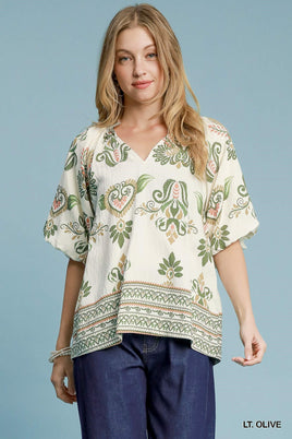 Bold Print V-Neck Top