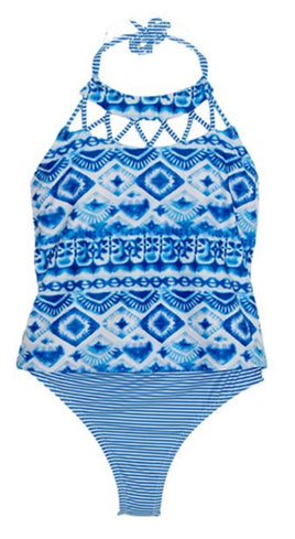 Girls One Piece Patterned Swimsuit