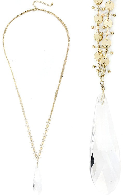 Teardrop Glass Crystal with Gold Disc