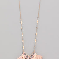 Long Tassel Necklace w/Quatrefoil