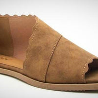 Scalloped Side Wrap Peep Toe Bootie