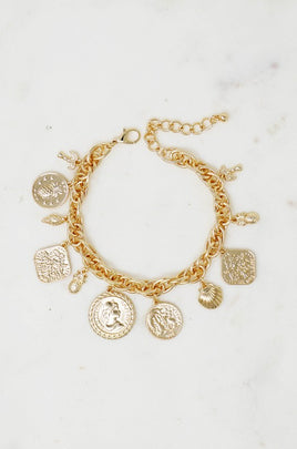 Golden Coin Charm Bracelet