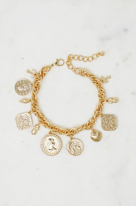 Golden Coin Charm Bracelet