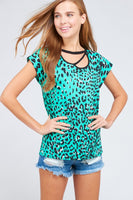 Leopard Top w/Cut Out Neck Detail