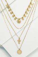 Coins & Cross Layered Necklace