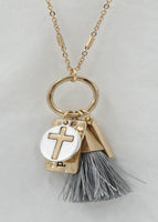 Cross and Mini Charm Chain Necklace