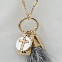 Cross and Mini Charm Chain Necklace