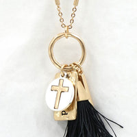 Cross and Mini Charm Chain Necklace