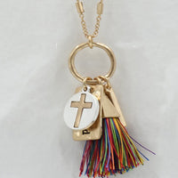 Cross and Mini Charm Chain Necklace