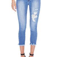 B&C Frayed Crop Skinny Jeans