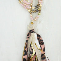 Fabric Tassel with Beaded Chain