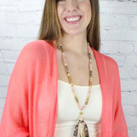 Fabric Tassel with Beaded Chain