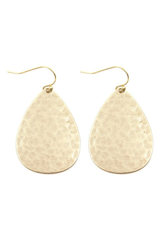 Hammered Cast Teardrop Earring