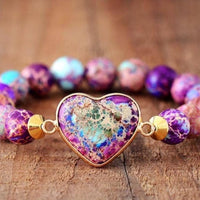 Handmade Purple Jasper LOVE Bead Bracelet