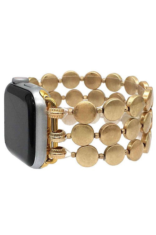 Round and Flat Worn Metal Bead iPhone Watch Band