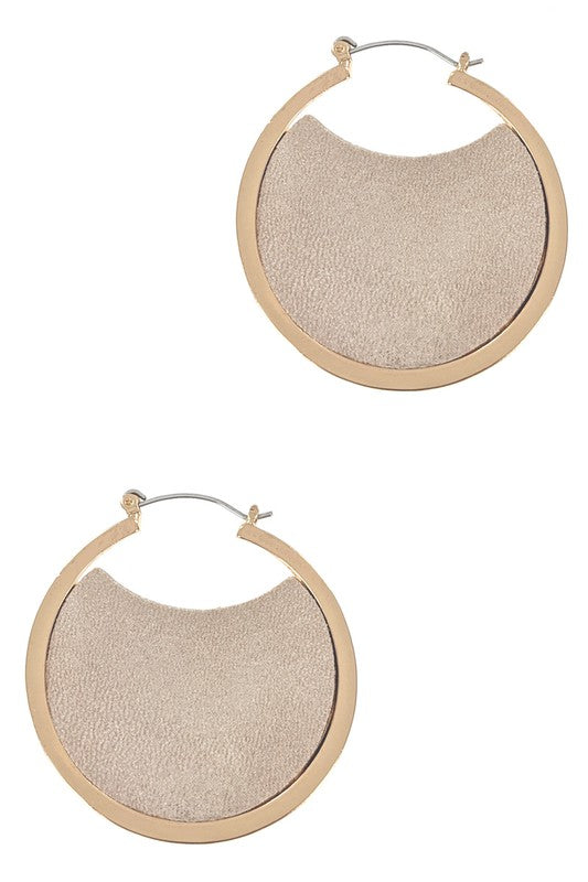 Gold & Vegan Leather Disc Earrings
