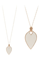 Marquise Shape Faux Leather and Metal Necklace