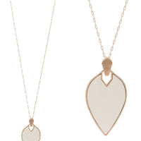 Marquise Shape Faux Leather and Metal Necklace