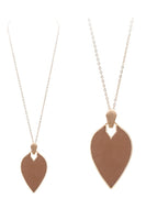 Marquise Shape Faux Leather and Metal Necklace