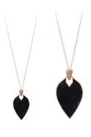 Marquise Shape Faux Leather and Metal Necklace