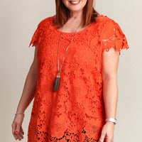 Floral Crochet Lined Blouse (Plus)