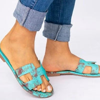 Rusted Turquoise Slide Sandal