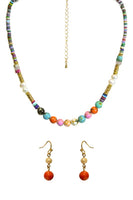 Stone Bead and Rubber Disc Necklace Set