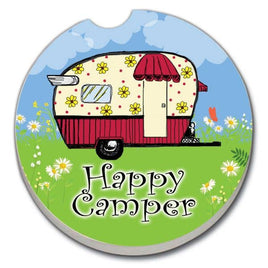 Happy Camper Absorbent Stone Car Coaster 1 Pack