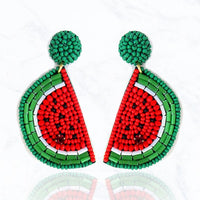 Beaded Watermelon Earrings