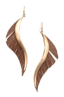 Spiral Curved Drop Leather Earrings