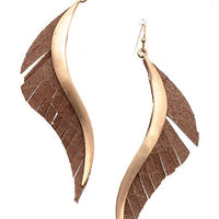 Spiral Curved Drop Leather Earrings