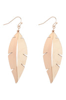 Satin Metal & Wood Leaf Drop Earrings