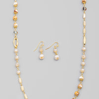 Stone and Bead Charm Necklace Set