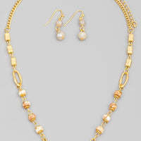 Stone and Bead Charm Necklace Set
