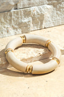 Wood Bead Bangle Bracelet