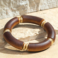 Wood Bead Bangle Bracelet