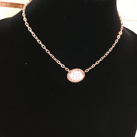Rose Gold Mini Oval w/Rose Gold Chain - AB