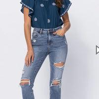 Judy Blue High Rise Destroyed Slim Fit Jean