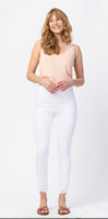 Judy Blue Frayed Hem White Jeans